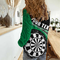 Personalised New Zealand Darts Women Casual Shirt Koru Tribal Tattoo and Silver Fern Maori Pattern Green Color LT03 - Polynesian Pride