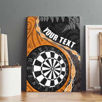 Personalised New Zealand Darts Canvas Wall Art Koru Tribal Tattoo and Silver Fern Maori Pattern Orange Color