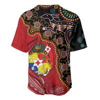 Tonga Ngatu and Australia Together Baseball Jersey Polynesian Humpback Whale and Aboriginal Kangaroo