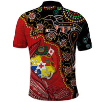Tonga Ngatu and Australia Together Polo Shirt Polynesian Humpback Whale and Aboriginal Kangaroo