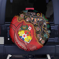 Tonga Ngatu and Australia Together Spare Tire Cover Polynesian Humpback Whale and Aboriginal Kangaroo