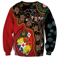 Tonga Ngatu and Australia Together Sweatshirt Polynesian Humpback Whale and Aboriginal Kangaroo