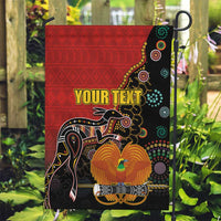 Personalised Papua New Guinea and Australia Together Garden Flag Bird-of-paradise and Kangaroo with Aboriginal Pattern