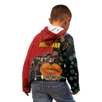Personalised Papua New Guinea and Australia Together Kid Hoodie Bird-of-paradise and Kangaroo with Aboriginal Pattern