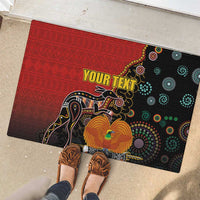 Personalised Papua New Guinea and Australia Together Rubber Doormat Bird-of-paradise and Kangaroo with Aboriginal Pattern