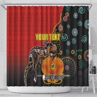 Personalised Papua New Guinea and Australia Together Shower Curtain Bird-of-paradise and Kangaroo with Aboriginal Pattern