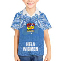 Hela Wigmen Rugby Family Matching Short Sleeve Bodycon Dress and Hawaiian Shirt Papua New Guinea Polynesian Tattoo LT03 Son's Shirt Blue - Polynesian Pride