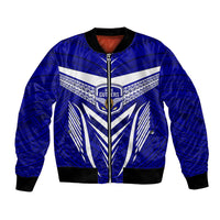 Kimbe Cutters Rugby Bomber Jacket Papua New Guinea Polynesian Tattoo Blue Version LT03 Unisex Blue - Polynesian Pride