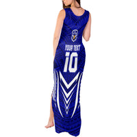 Custom Kimbe Cutters Rugby Tank Maxi Dress Papua New Guinea Polynesian Tattoo Blue Version LT03 - Polynesian Pride