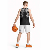 Japanese Irezumi and Hawaiian Polynesian Art Tattoo Basketball Jersey Black Color - Polynesian Pride