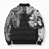 Japanese Irezumi and Hawaiian Polynesian Art Tattoo Bomber Puffer Jacket Black Color - Polynesian Pride