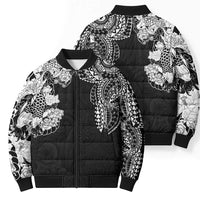 Japanese Irezumi and Hawaiian Polynesian Art Tattoo Bomber Puffer Jacket Black Color - Polynesian Pride