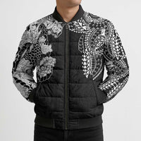 Japanese Irezumi and Hawaiian Polynesian Art Tattoo Bomber Puffer Jacket Black Color - Polynesian Pride