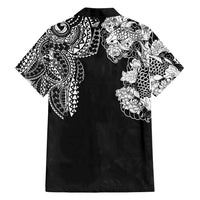 Japanese Irezumi and Hawaiian Polynesian Art Tattoo Family Matching Off Shoulder Maxi Dress and Hawaiian Shirt Black Color - Polynesian Pride