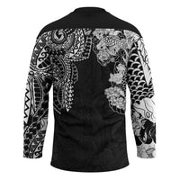 Japanese Irezumi and Hawaiian Polynesian Art Tattoo Hockey Jersey Black Color - Polynesian Pride