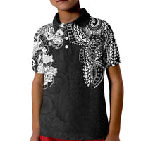 Japanese Irezumi and Hawaiian Polynesian Art Tattoo Kid Polo Shirt Black Color - Polynesian Pride
