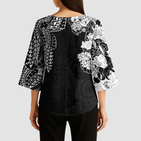 Japanese Irezumi and Hawaiian Polynesian Art Tattoo Kimono Sleeve Blouse Black Color - Polynesian Pride