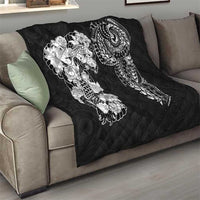 Japanese Irezumi and Hawaiian Polynesian Art Tattoo Quilt Black Color - Polynesian Pride