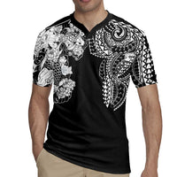 Japanese Irezumi and Hawaiian Polynesian Art Tattoo Rugby Jersey Black Color - Polynesian Pride