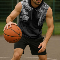 Japanese Irezumi and Hawaiian Polynesian Art Tattoo Sleeveless Hoodie Black Color - Polynesian Pride