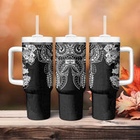 Japanese Irezumi and Hawaiian Polynesian Art Tattoo Tumbler With Handle Black Color - Polynesian Pride