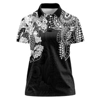 Japanese Irezumi and Hawaiian Polynesian Art Tattoo Women Polo Shirt Black Color - Polynesian Pride