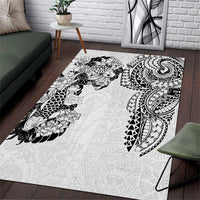 Japanese Irezumi and Hawaiian Polynesian Art Tattoo Area Rug White Color - Polynesian Pride