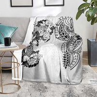 Japanese Irezumi and Hawaiian Polynesian Art Tattoo Blanket White Color - Polynesian Pride