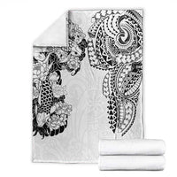 Japanese Irezumi and Hawaiian Polynesian Art Tattoo Blanket White Color - Polynesian Pride