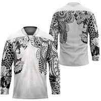 Japanese Irezumi and Hawaiian Polynesian Art Tattoo Hockey Jersey White Color LT03 - Polynesian Pride