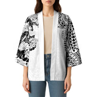 Japanese Irezumi and Hawaiian Polynesian Art Tattoo Kimono White Color - Polynesian Pride