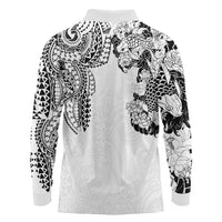 Japanese Irezumi and Hawaiian Polynesian Art Tattoo Long Sleeve Polo Shirt White Color - Polynesian Pride