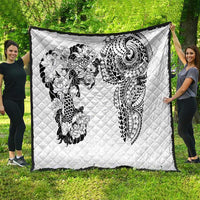 Japanese Irezumi and Hawaiian Polynesian Art Tattoo Quilt White Color - Polynesian Pride