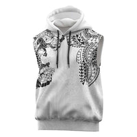 Japanese Irezumi and Hawaiian Polynesian Art Tattoo Sleeveless Hoodie White Color - Polynesian Pride