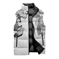 Japanese Irezumi and Hawaiian Polynesian Art Tattoo Sleeveless Puffer Jacket White Color - Polynesian Pride