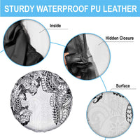 Japanese Irezumi and Hawaiian Polynesian Art Tattoo Spare Tire Cover White Color - Polynesian Pride