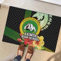 Hawaii Kaimuki High School Rubber Doormat Tribal Kakau Pattern Mix Hibiscus Flower LT03 - Polynesian Pride