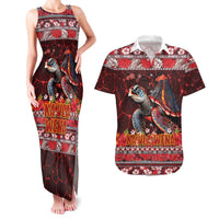 Hawaii KaʻUla Wena Volcano Turtle Couples Matching Tank Maxi Dress and Hawaiian Shirt Lava and Tropical Plants Tribal Pattern
