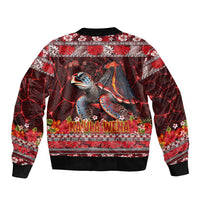 Hawaii KaʻUla Wena Volcano Turtle Sleeve Zip Bomber Jacket Lava and Tropical Plants Tribal Pattern