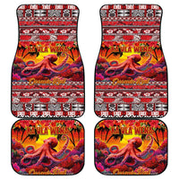 Hawaii KaʻUla Wena Octopus Car Mats Oceanic Red with Corals and Tropical On Sunset Landscape