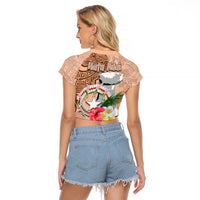 Northern Mariana Islands Hafa Adai Latte Stone Raglan Cropped T Shirt Peach Fuzz Color LT03 - Polynesian Pride