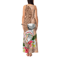 Northern Mariana Islands Hafa Adai Latte Stone Tank Maxi Dress Peach Fuzz Color LT03 - Polynesian Pride