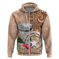 Northern Mariana Islands Hafa Adai Latte Stone Zip Hoodie Peach Fuzz Color LT03 Zip Hoodie Peach Fuzz Color - Polynesian Pride