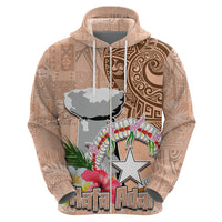 Northern Mariana Islands Hafa Adai Latte Stone Zip Hoodie Peach Fuzz Color LT03 - Polynesian Pride