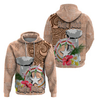 Northern Mariana Islands Hafa Adai Latte Stone Zip Hoodie Peach Fuzz Color LT03 - Polynesian Pride