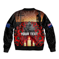 Custom New Zealand and Australia ANZAC Day Sleeve Zip Bomber Jacket Gallipoli and Canlelight Lest We Forget LT03 - Polynesian Pride