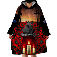 Custom New Zealand and Australia ANZAC Day Wearable Blanket Hoodie Gallipoli and Canlelight Lest We Forget LT03 - Polynesian Pride