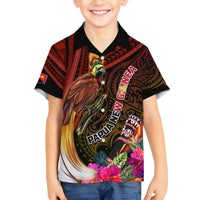 Papua New Guinea Bird-of-Paradise Family Matching Tank Maxi Dress and Hawaiian Shirt Hibiscus and Kundu Drum Tribal Pattern LT03 Son's Shirt Yellow - Polynesian Pride