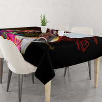 Papua New Guinea Bird-of-Paradise Tablecloth Hibiscus and Kundu Drum Tribal Pattern