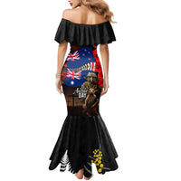 New Zealand and Australia ANZAC Day Mermaid Dress National Flag mix Kiwi Bird and Kangaroo Soldier Style LT03 - Polynesian Pride